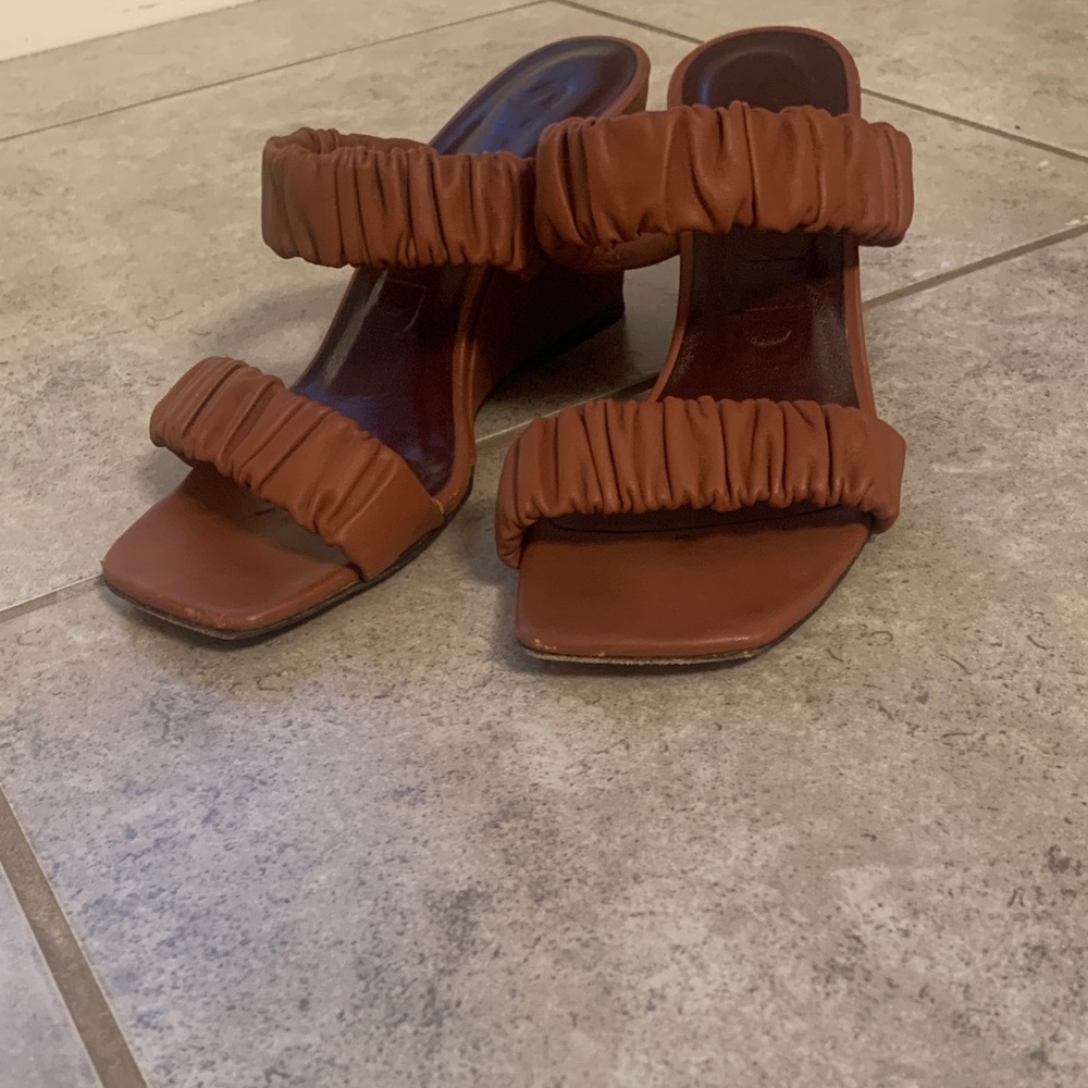 Staud Brown Wedge Sandals